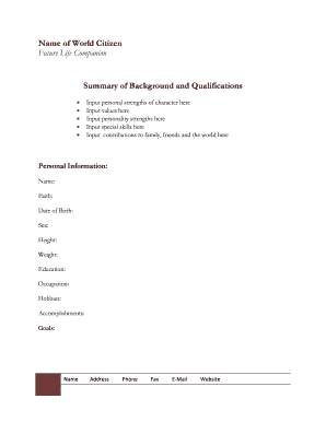 World Citizen Future Life Companion Form