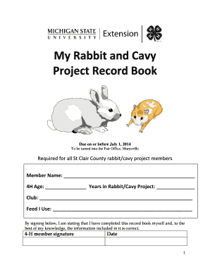 Rabbit and Cavy Project Record Book - Cathie Review - stclaircounty4hfair