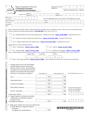 Missouri S Corporation Allocation Form