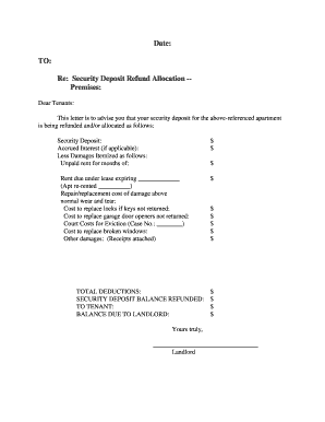 Security Deposit Refund Allocation Letter