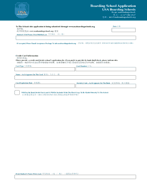 USA Boarding School Application Form