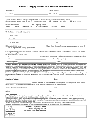 Atlantic General Hospital Imaging Records Release Form