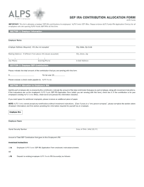 SEP IRA Contribution Allocation Form