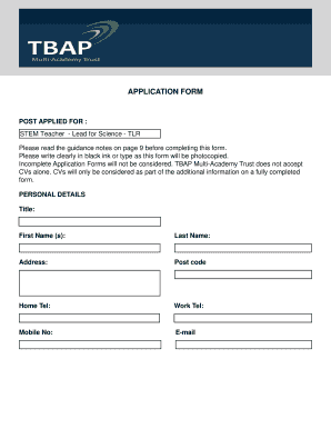 UK Teacher Application Form