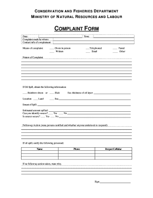 Conservation and Fisheries Complaint Form