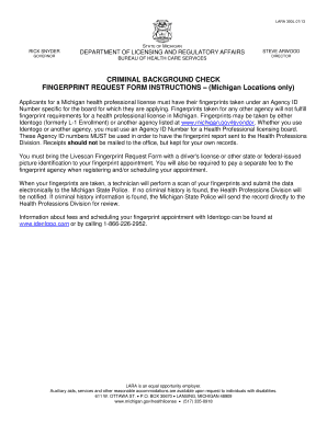 Michigan Criminal Background Check Fingerprint Request Form