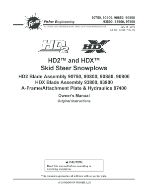 HD2 and HDX Skid Steer Snowplow Owner's Manual