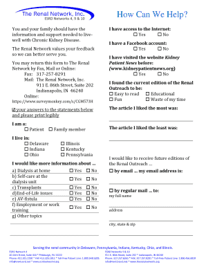 Renal Outreach Feedback Form