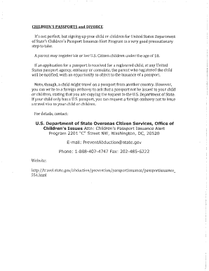 Children's Passport Issuance Alert Request Form