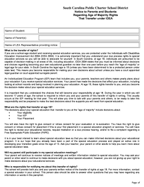 South Carolina Age of Majority Rights Notice