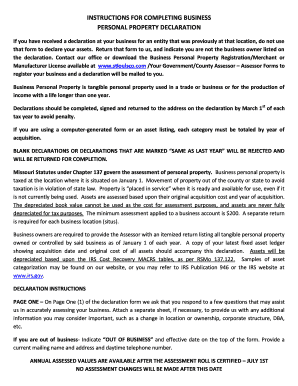 Missouri Business Personal Property Declaration
