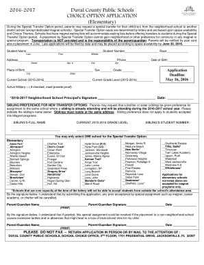 Duval County Public Schools Choice Option Application