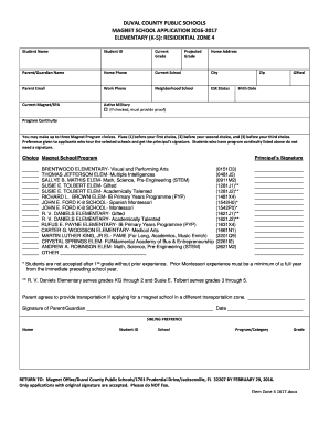 Duval County Public Schools Magnet School Application