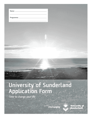 University of Sunderland Application Form