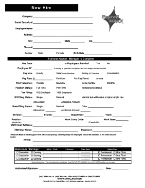 New Hire Employee Form