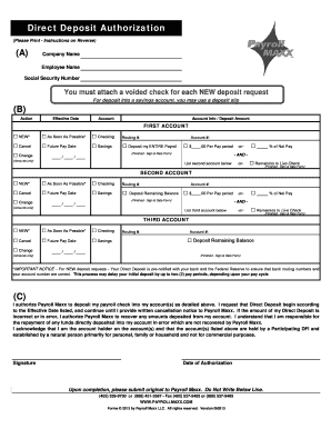 Direct Deposit Authorization Form