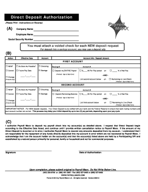Direct Deposit Authorization Form