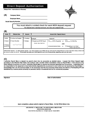 Direct Deposit Authorization Form