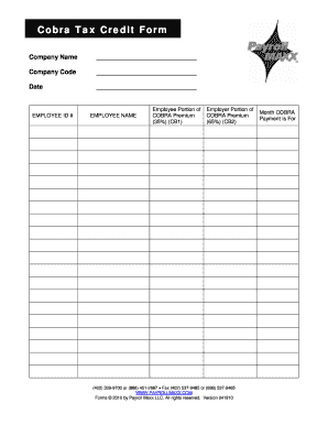 Cobra Tax Credit Form