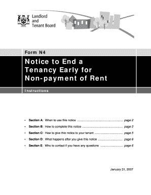 Notice to End a Tenancy Early for Non-payment of Rent