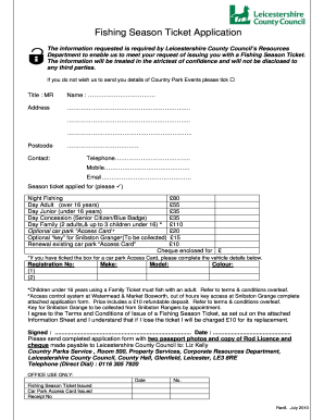 Fishing Season Ticket Application