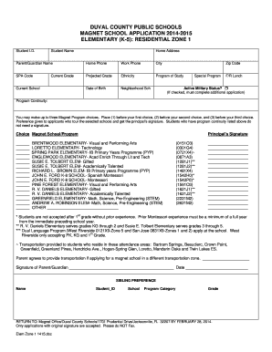 Duval County Public Schools Magnet School Application