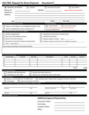 ASU Direct Payment Request Form