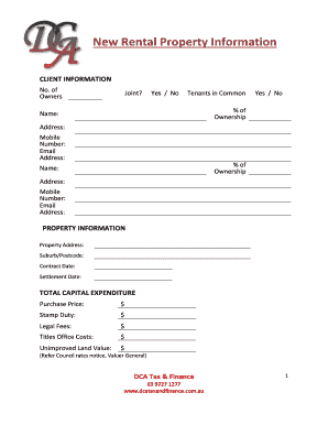 New Rental Property Information Form