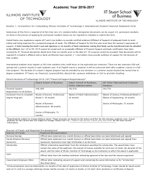 Illinois Institute of Technology International Student Financial Statement Form