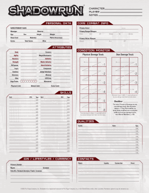 Shadowrun Character Sheet