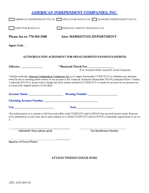 Authorization Agreement for Preauthorized Payments