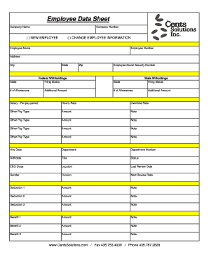 Employee Data Sheet