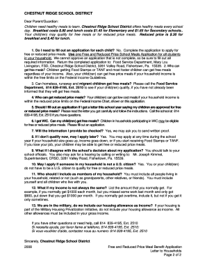 Free and Reduced Price School Meals Application