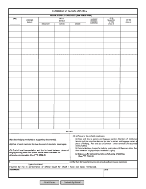 Statement of Actual Expenses
