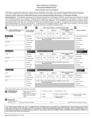 Illinois Child and Adult Care Food Program Annual Enrollment Form