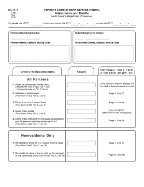 North Carolina D-403 Form