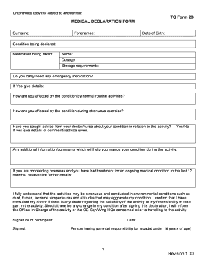 TG Form 23 Medical Declaration Form