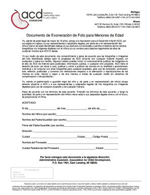 Documento de Exoneración de Foto para Menores de Edad