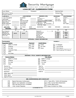 Loan Set Up Submission Form