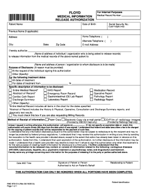 Medical Information Release Authorization