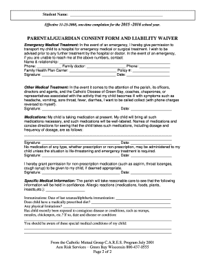 Parental Consent Form and Liability Waiver