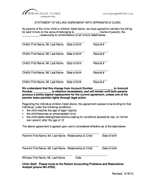 Billing Agreement for Minor Children