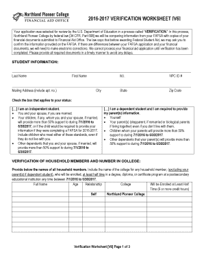 2016-2017 Verification Worksheet V6