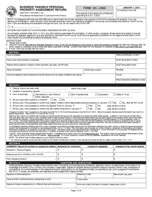 Indiana Tangible Personal Property Assessment Return Form 103