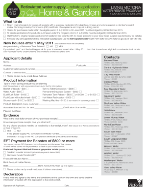 Victoria Water Rebate Application
