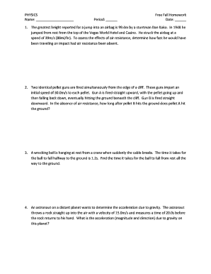 Physics Free Fall Homework
