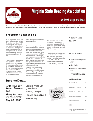 Virginia State Reading Association Membership Form