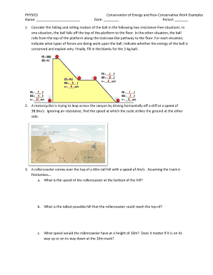 Physics Conservation of Energy Worksheet