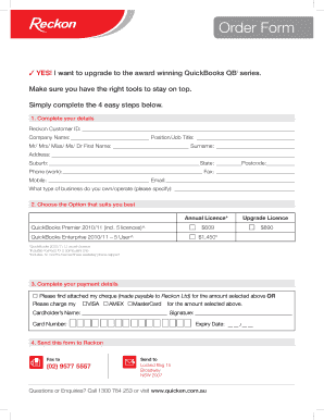 QuickBooks Upgrade Order Form