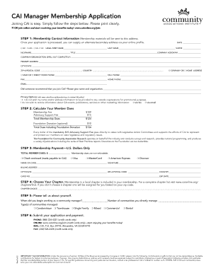 CAI Manager Membership Application
